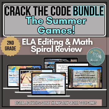 Preview of 2024 Summer Olympics 2nd Grade Summer Review Packet: Crack the Code Summer Games