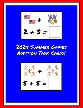 Preview of 2024 Summer Olympics Addition to 20 Large Print Task Cards