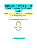 2024 Summer Olympics Math Word Problems for 4th to 6th Graders