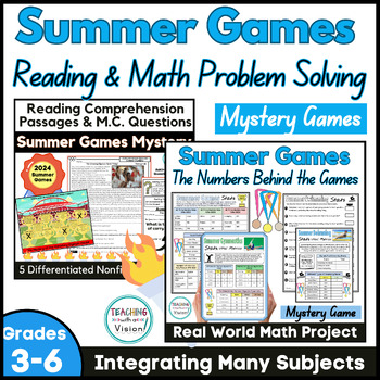 Preview of 2024 Summer Olympics Activities Reading Comprehension & Real World Math Project