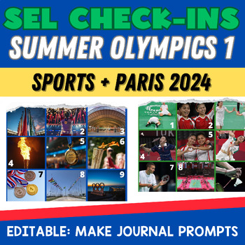 Preview of 2024 Summer Olympics SEL Social Emotional Daily Check-ins, SET 1: SPORTS & PARIS