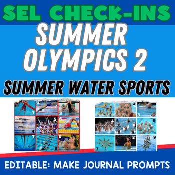 Preview of 2024 Summer Olympics SEL Social Emotional Daily Check-ins, SET 2: WATER SPORTS