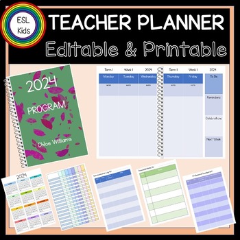 Preview of 2024 Teacher Planner EDITABLE