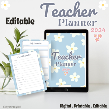 Preview of 2024 Teacher Planner Editable | Teacher Planner Binder Editable Teacher Planner