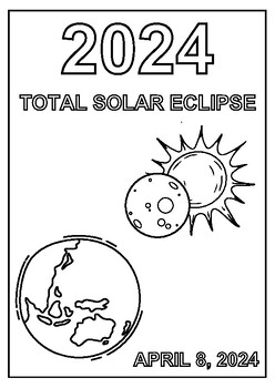 Preview of 2024 Total Solar Eclipse - Coloring Activity Page FREEBIE