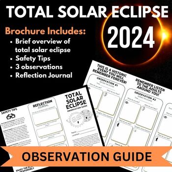 Preview of 2024 Total Solar Eclipse Observation Guide - Student Viewing Brochure (Tri-Fold)