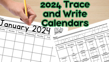 Preview of 2024 Trace and Write Calendar- ALL MONTHS