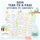 2024 Year-to-a-page Printable Calendars (A4)