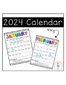 2024 Yearly Calendar - EDITABLE by ABCbri | TPT