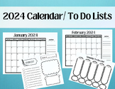 2024 Yearly Calendar/To Do List Printable