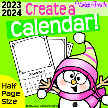 Preview of 2024 Calendar HALF PAGE Easy Christmas Gift for Parent Monthly Activity Craft D3