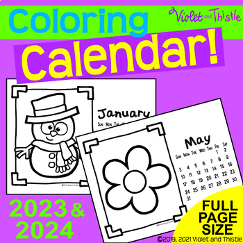 Preview of 2024 Coloring Calendar to Color Parent Christmas Gift Easy Printable Activity D2