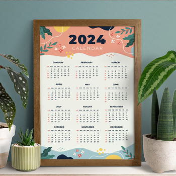 Preview of 2024 calendar - 12 month  in 1 Design page - Ready to print