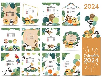 2024 - calendar - annual planner calendar - 12 months pages - Ready to ...