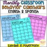 2024 monthly Behavior calendar editable English Spanish