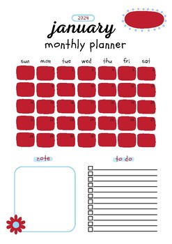 Preview of 2024 monthly planner A4