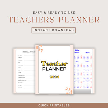 Preview of 2024 teacher planner, lesson planner, beautiful cherry blossom calendar