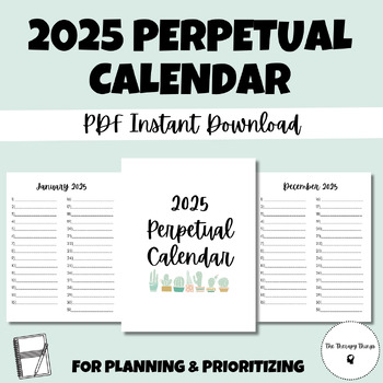 Preview of 2025 Perpetual Calendar