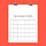 2025 Vertical 8.5 x 11 Inch Calendar Template