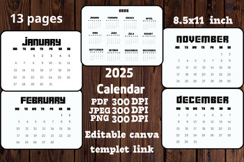 Preview of 2025 horizontal Calendar,new year calendar templates