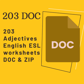Preview of 203 Adjectives English ESL worksheets  doc