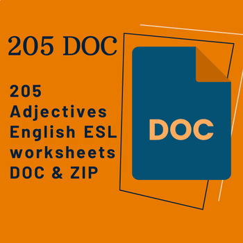 Preview of 205 Adjectives English ESL worksheets DOC