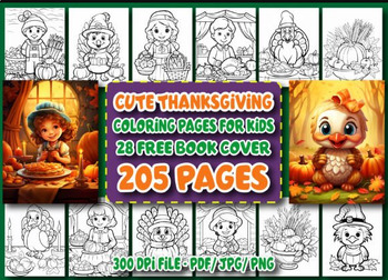 Preview of 205 Cute Thanksgiving Coloring Pages