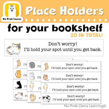 Preview of 20ct Cool Cats Library and Bookshelf Markers, Class Organization