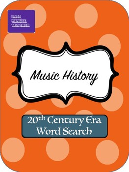 20th Century Music History Word Search by Last Minute Teacher | TpT