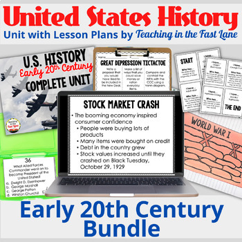 Preview of 20th Century - WWI, Roaring 20s, Great Depression, WWII Activities - US History