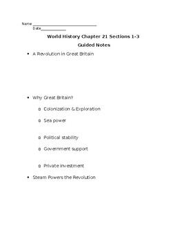 Preview of 21.1-3 Industrial Revolution Guided Lecture Notes