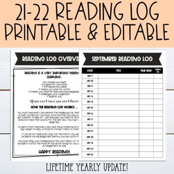 Printable Reading Journal, Book Tracker, Editable Reading