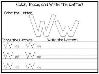 21 All About the Letter Ww No Prep Tracing Phonics Worksheets and ...