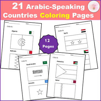 Preview of 21 Arabic-Speaking Countries Coloring Pages - Flag