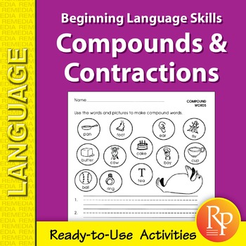 Preview of COMPOUNDS & CONTRACTIONS: Fun Beginning Activities - Puzzles - Word Searches