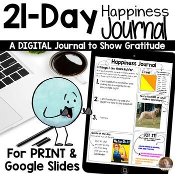 Preview of 21-Day Happiness Boot Camp For GOOGLE Classroom™ AND Print - Distance Learning