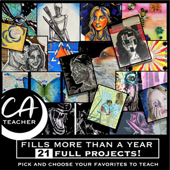 Preview of 21 Drawing and Painting Lessons/ Projects/ Units for High School Art Curriculum