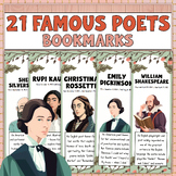 21 Famous Poets Bookmarks | April National Poetry Month Bookmarks