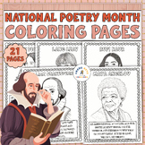 21 Famous Poets Coloring Pages Posters | bulletin board | 