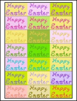 Preview of 21 Happy Easter Fabric Font Word Art Tag Caption Spring Pastel Background Colors