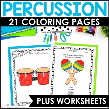Preview of Classroom Percussion Instruments Music Coloring Pages and Worksheets