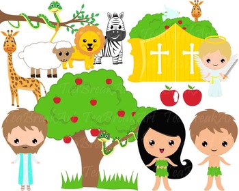 Preview of 23 PNG Files- Adam and Eve Clip Art- Digital Clip Art