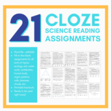 21 Science CLOZE Reading Assignments - Editable