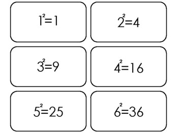 Preview of 20 Square Numbers Printable Flashcards. 3rd Grade-8th Grade Math.
