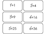 20 Square Numbers Printable Flashcards. 3rd Grade-8th Grade Math.