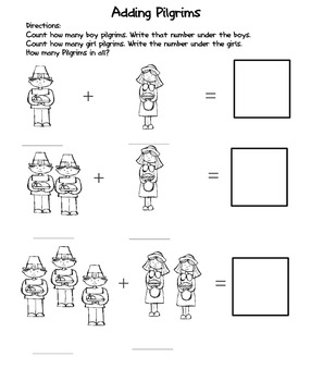 Kindergarten Math Worksheets for Thanksgiving by Rebekah Sayler | TpT