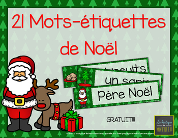 Preview of 21 mots-étiquettes de Noël [Gratuit!] [FRENCH] [CHRISTMAS]
