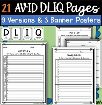 Preview of AVID DLIQ Activity Binder Daily Weekly Blank Handouts Worksheets Banner Posters