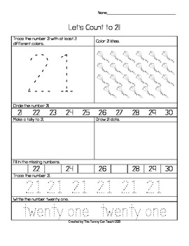 21 to 30 common core number skills worksheets by this tammy can teach