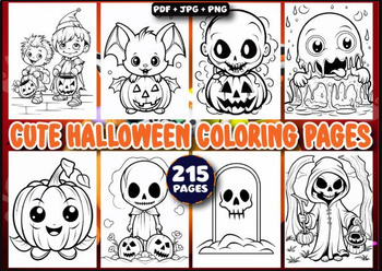 Preview of 215 Cute Halloween Coloring Pages